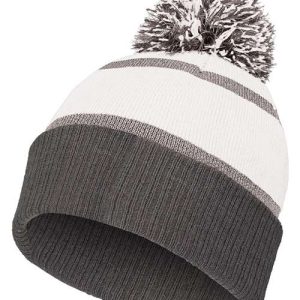 8 1/2" Reflective Knit Beanie - White/ Carbon