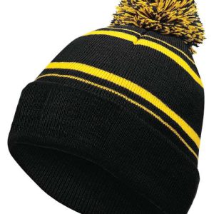8 1/2" Homecoming Beanie - Black/ Light Gold