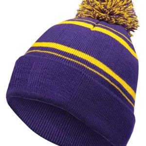 8 1/2" Homecoming Beanie - Purple/ Light Gold