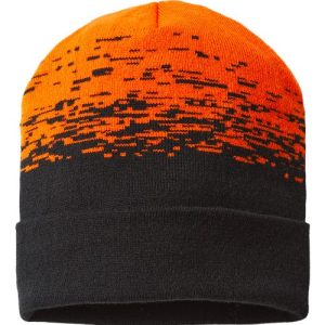 USA-Made Static Cuffed Beanie - Black/ Deep Orange