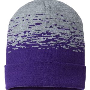 USA-Made Static Cuffed Beanie - Purple/ Heather