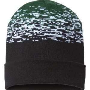 USA-Made Static Cuffed Beanie - Black/ White/ Forest