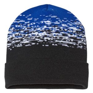 USA-Made Static Cuffed Beanie - Black/ White/ Royal