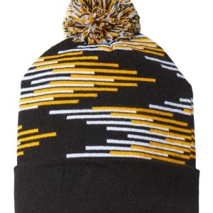 USA-Made Bar Beanie - Black/ Gold/ White