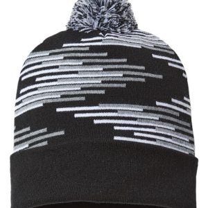 USA-Made Bar Beanie - Black/ Heather Grey/ White