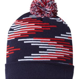 USA-Made Bar Beanie - True Navy/ True Red/ White