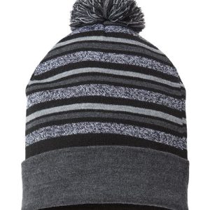 USA-Made Striped Beanie - Black