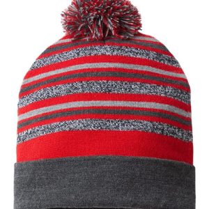 USA-Made Striped Beanie - True Red