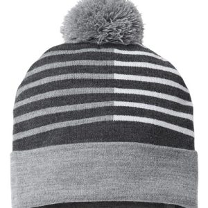 USA-Made Half Color Beanie - Heather/ White