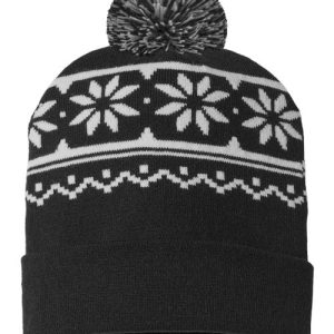 USA-Made Snowflake Beanie - Black/ White