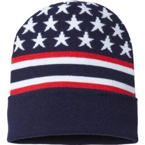 USA-Made Patriotic Cuffed Beanie - Navy Flag