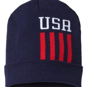 USA-Made Patriotic Cuffed Beanie - True Navy/ White/ True Red USA