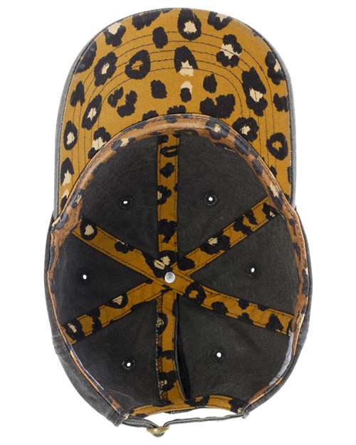 Women's Pigment-Dyed with Fashion Undervisor Cap - Black/ Leopard - Image 2