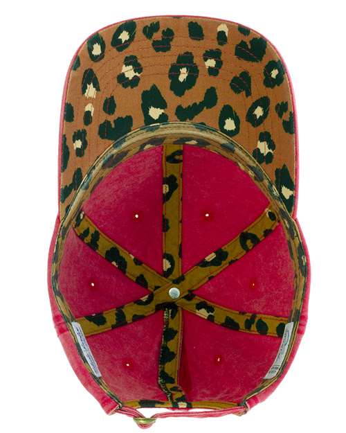 Women's Pigment-Dyed with Fashion Undervisor Cap - Red/ Leopard - Image 2