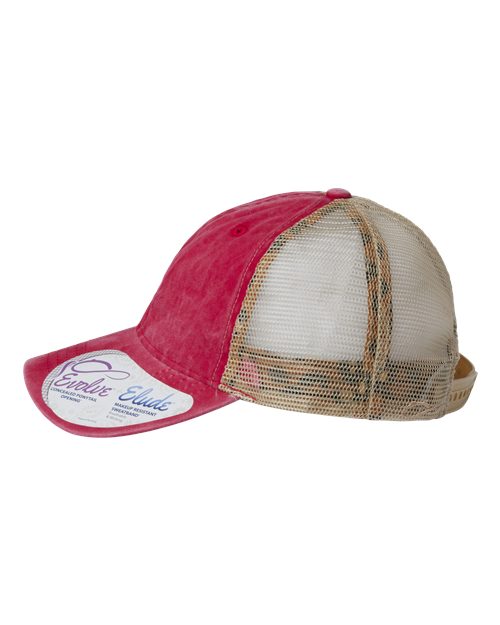 Women's Washed Mesh-Back Cap - Red/ Leopard - Image 4