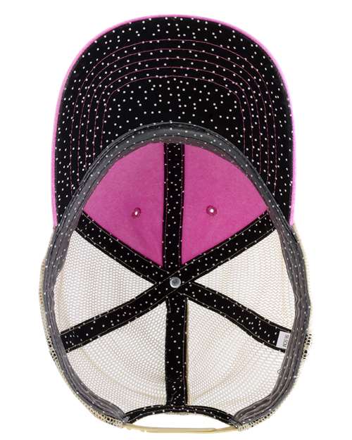 Women's Washed Mesh-Back Cap - Rose/ Polka Dots - Image 2