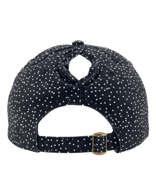 Women's Garment-Washed Fashion Print Cap - Black/ White Polka Dots - Image 3