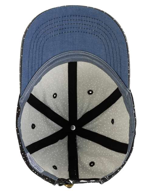 Women's Garment-Washed Fashion Print Cap - Black/ White Polka Dots - Image 2