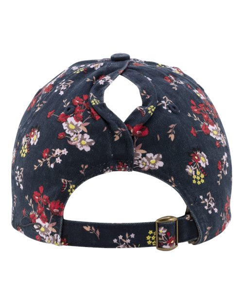 Women's Garment-Washed Fashion Print Cap - Dark Navy/ Floral - Image 3