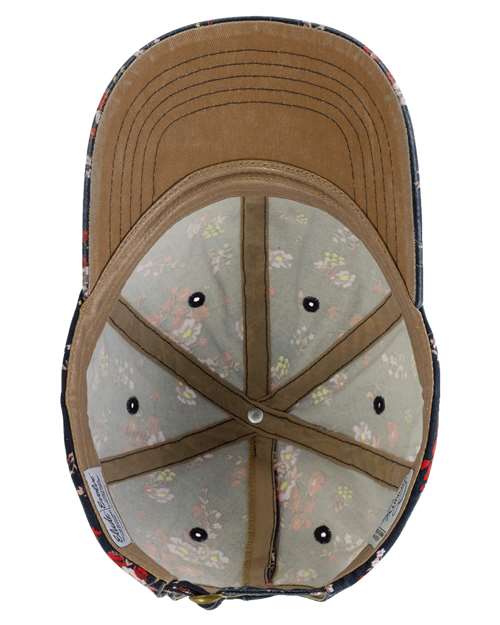 Women's Garment-Washed Fashion Print Cap - Dark Navy/ Floral - Image 2