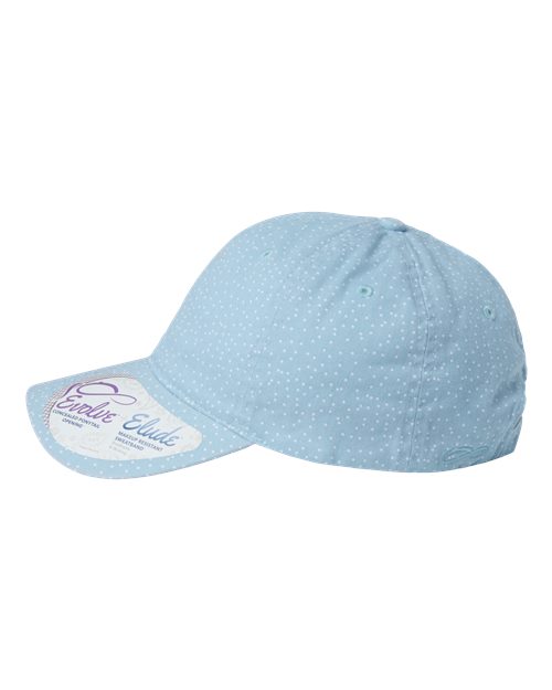 Women's Garment-Washed Fashion Print Cap - Light Blue/ White Polka Dots - Image 4