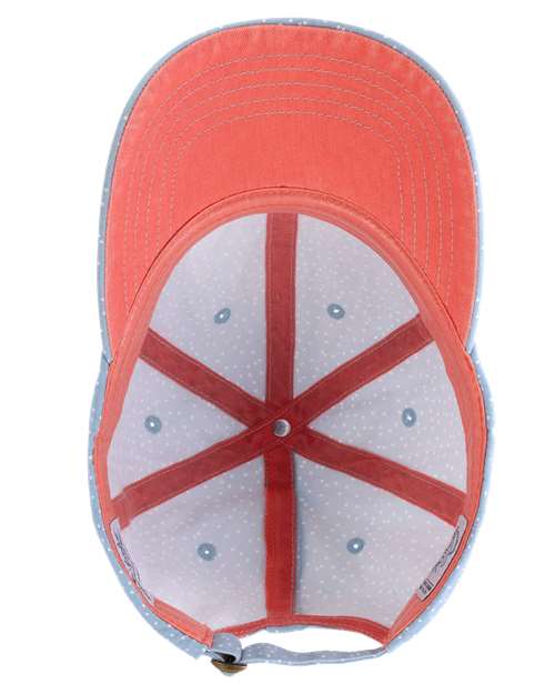 Women's Garment-Washed Fashion Print Cap - Light Blue/ White Polka Dots - Image 2