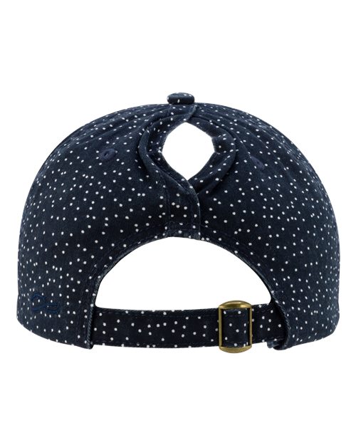 Women's Garment-Washed Fashion Print Cap - Navy/ White Polka Dots - Image 3