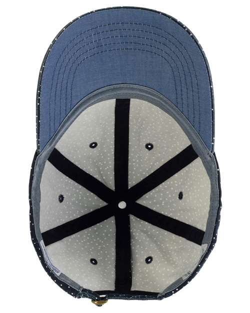 Women's Garment-Washed Fashion Print Cap - Navy/ White Polka Dots - Image 2