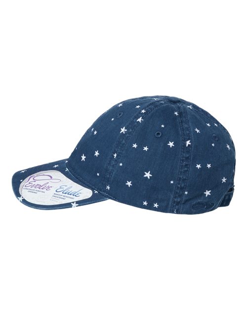 Women's Garment-Washed Fashion Print Cap - Navy/ White Stars - Image 4
