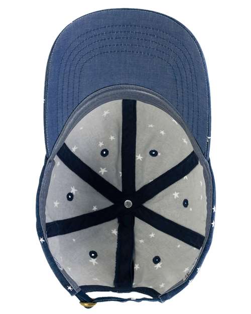 Women's Garment-Washed Fashion Print Cap - Navy/ White Stars - Image 2