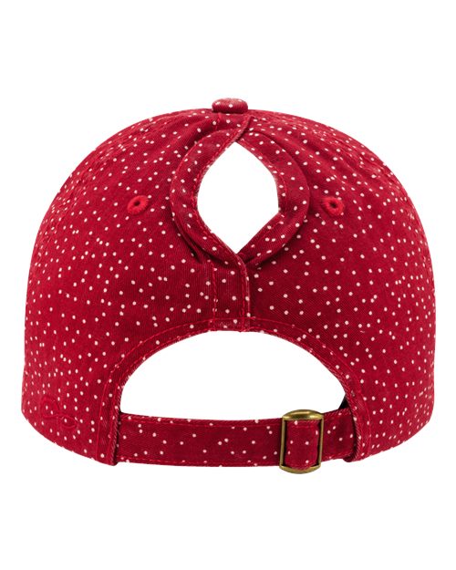 Women's Garment-Washed Fashion Print Cap - Red/ White Polka Dots - Image 3