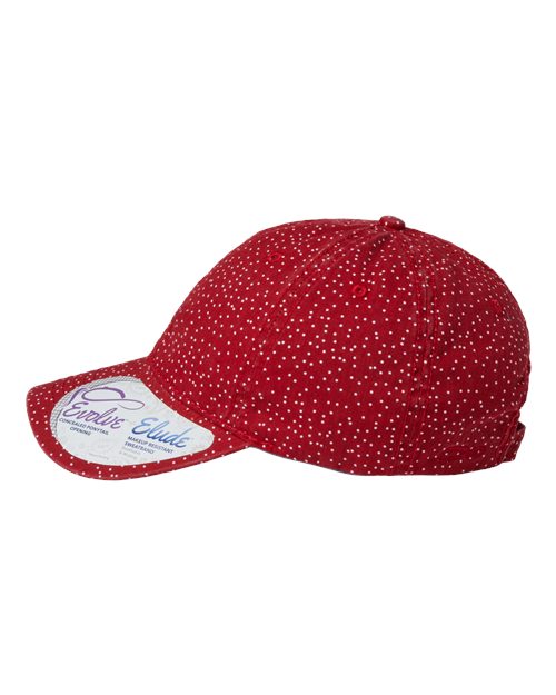 Women's Garment-Washed Fashion Print Cap - Red/ White Polka Dots - Image 4
