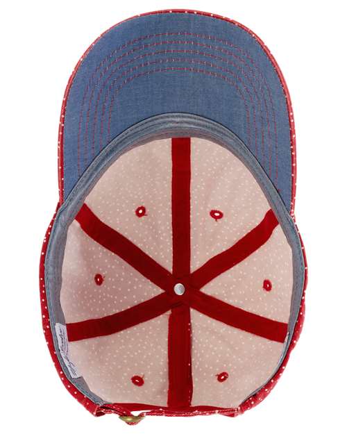 Women's Garment-Washed Fashion Print Cap - Red/ White Polka Dots - Image 2