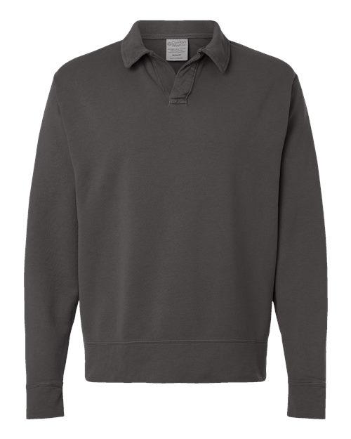 Unisex Garment-Dyed Polo Collar Sweatshirt