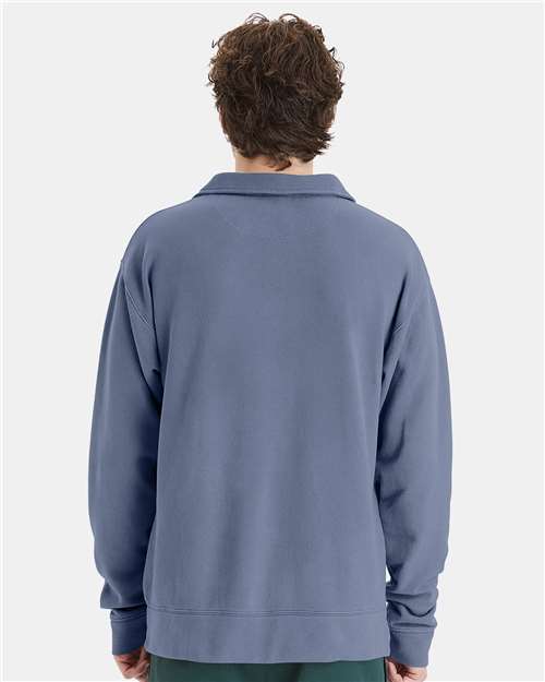 Unisex Garment-Dyed Polo Collar Sweatshirt - Image 18
