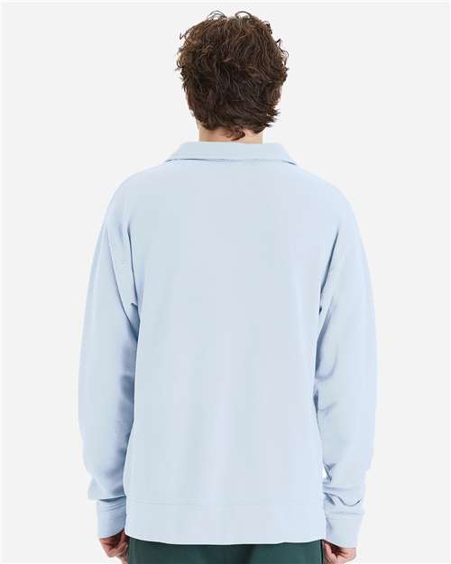 Unisex Garment-Dyed Polo Collar Sweatshirt - Image 24