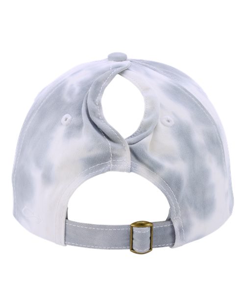 Women's Garment-Washed Fashion Print Cap - Tie-Dye Slate Blue - Image 3