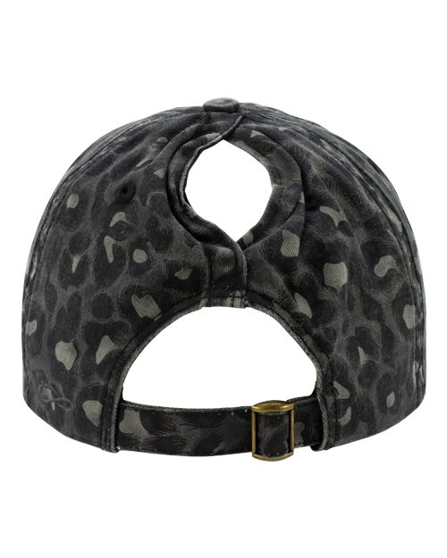 Women's Garment-Washed Fashion Print Cap - Black Leopard - Image 3