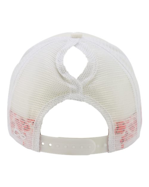 Women's Foam Trucker Cap - Ivory/ Lavender/ White/ Smiley - Image 3