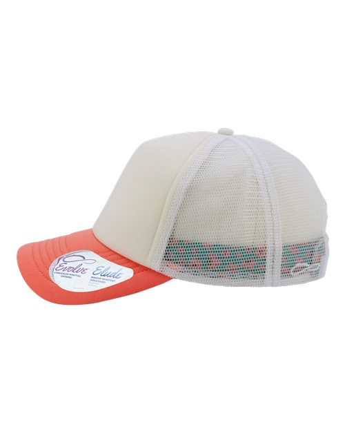 Women's Foam Trucker Cap - Ivory/ Sherbert/ White/ Floral - Image 4