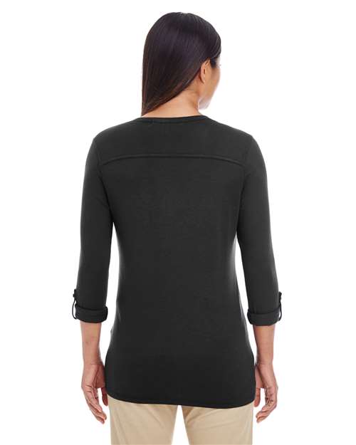 Women's Perfect Fit™ Y-Placket Convertible Sleeve Knit Top - Image 3