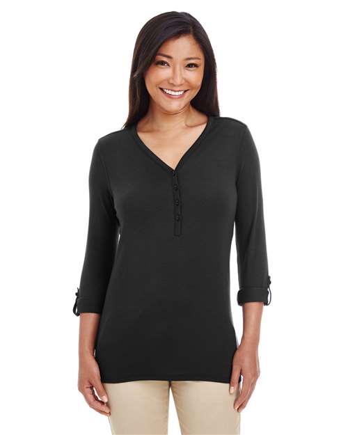 Women's Perfect Fit™ Y-Placket Convertible Sleeve Knit Top