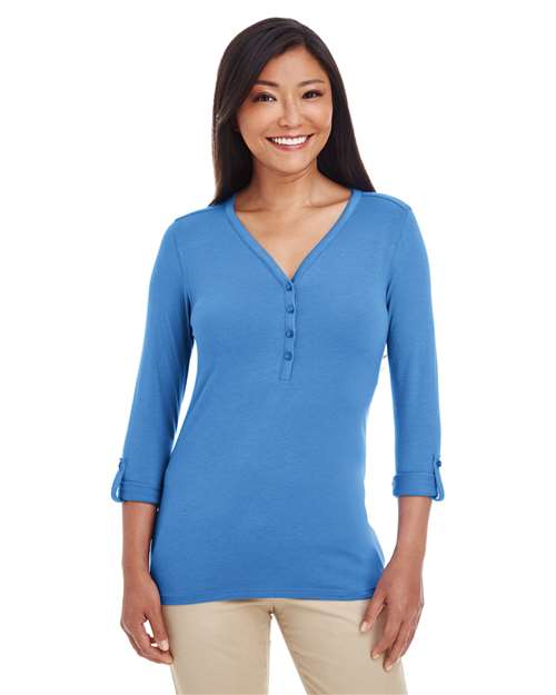 Women's Perfect Fit™ Y-Placket Convertible Sleeve Knit Top - Image 9