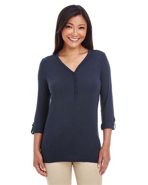 Women's Perfect Fit™ Y-Placket Convertible Sleeve Knit Top - Image 17