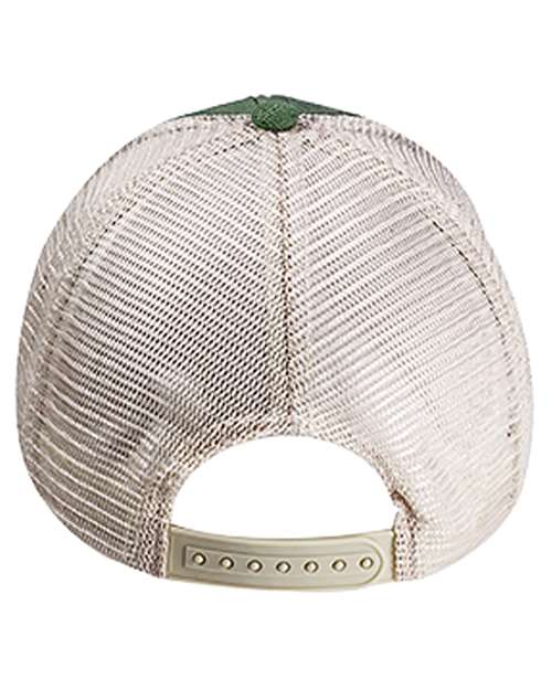 Washed Hemp Soft Mesh Trucker Cap - Olive/ Oyster - Image 2