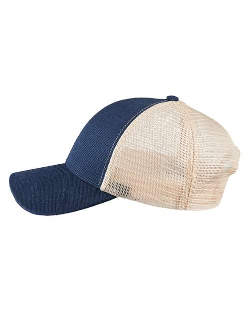 Hemp Blend Trucker Cap - Navy/ Oyster - Image 3