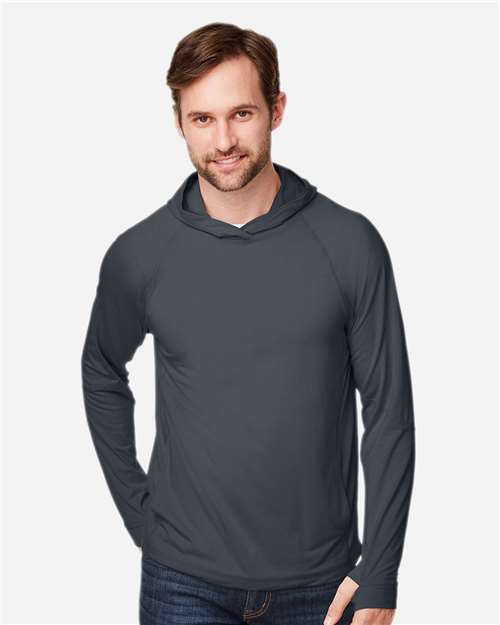 Unisex JAQ Stretch Performance Hooded Long Sleeve T-Shirt - Image 4