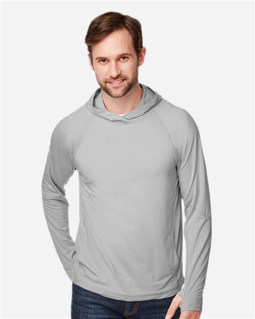 Unisex JAQ Stretch Performance Hooded Long Sleeve T-Shirt - Image 10