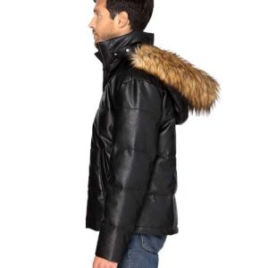 Unisex Vegan Leather Puffer Jacket