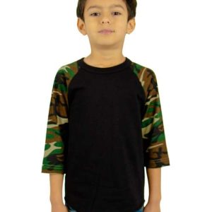 Youth Three-Quarter Sleeve Camo Raglan T-Shirt